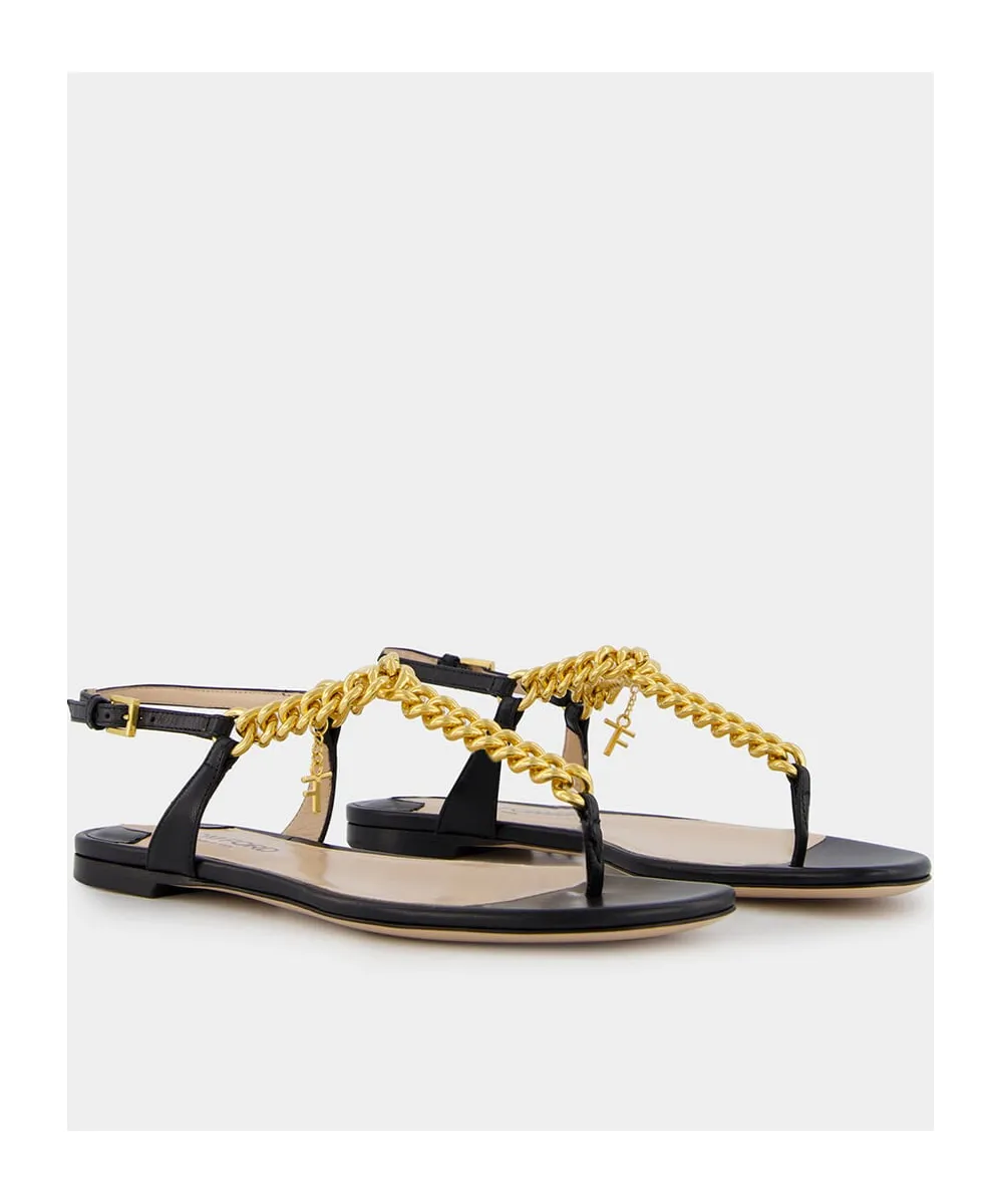 Tom Ford	Logo Plaque Chainlink-Strap Sandals