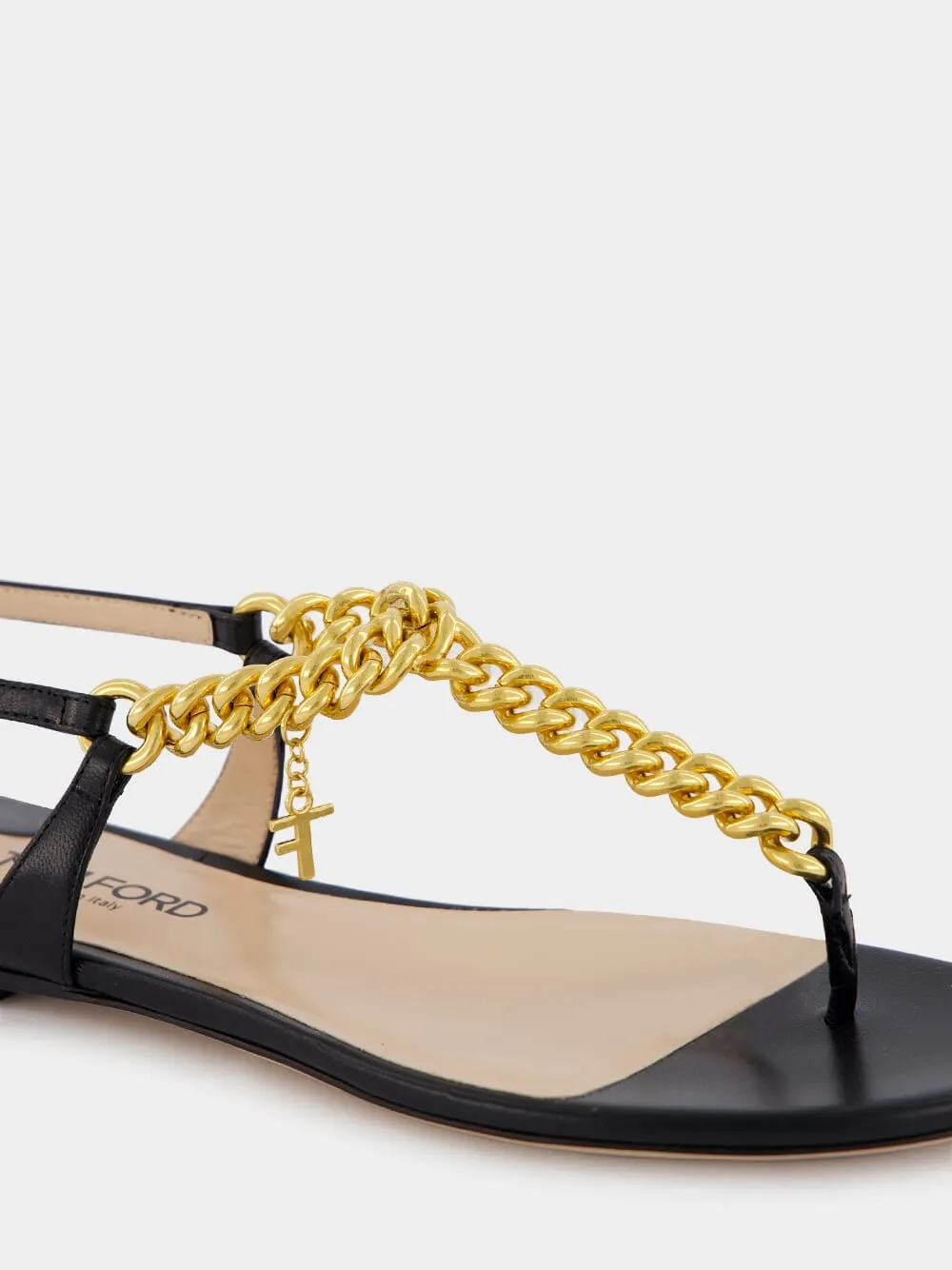 Tom Ford	Logo Plaque Chainlink-Strap Sandals