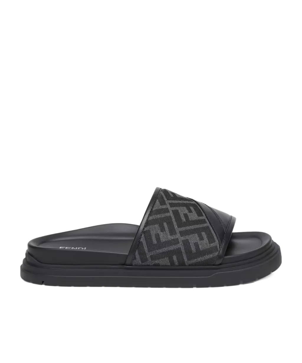 Fendi Diagonal Ff Jacquard Slides