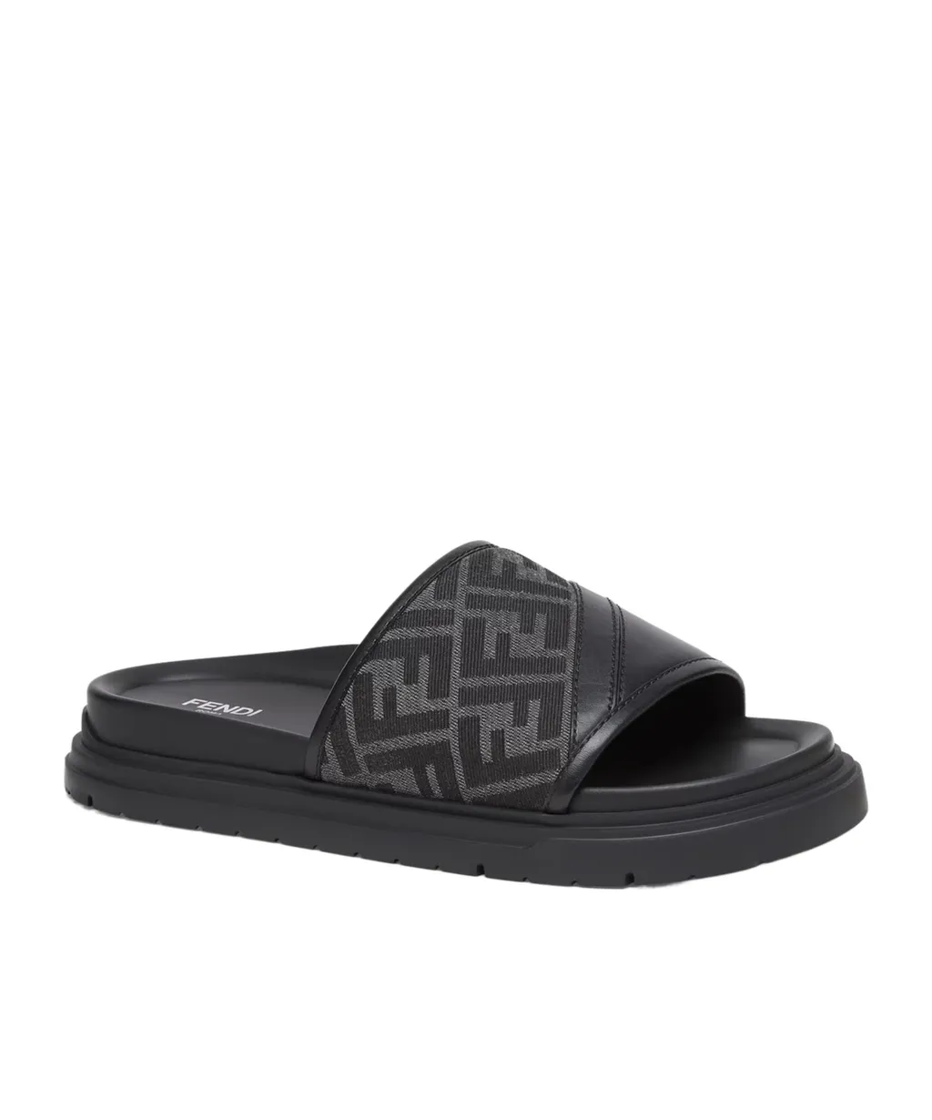 Fendi Diagonal Ff Jacquard Slides