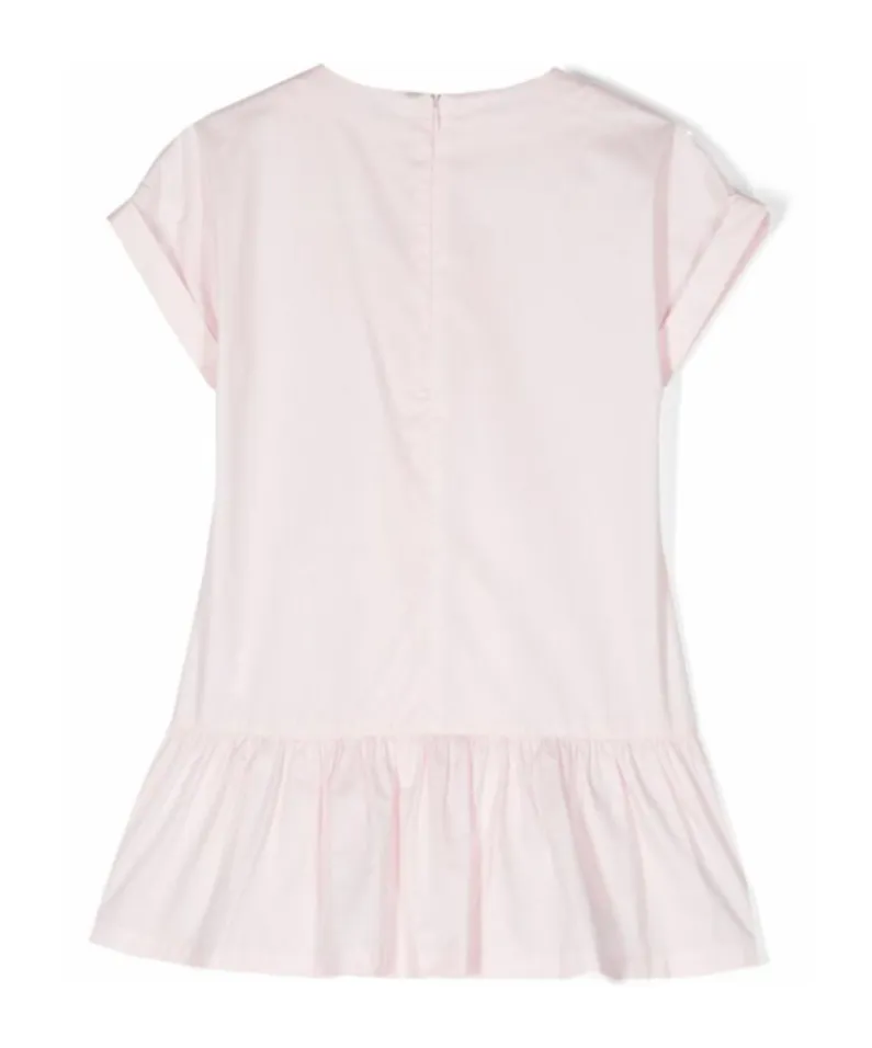 Floral-Appliqué Flared Dress