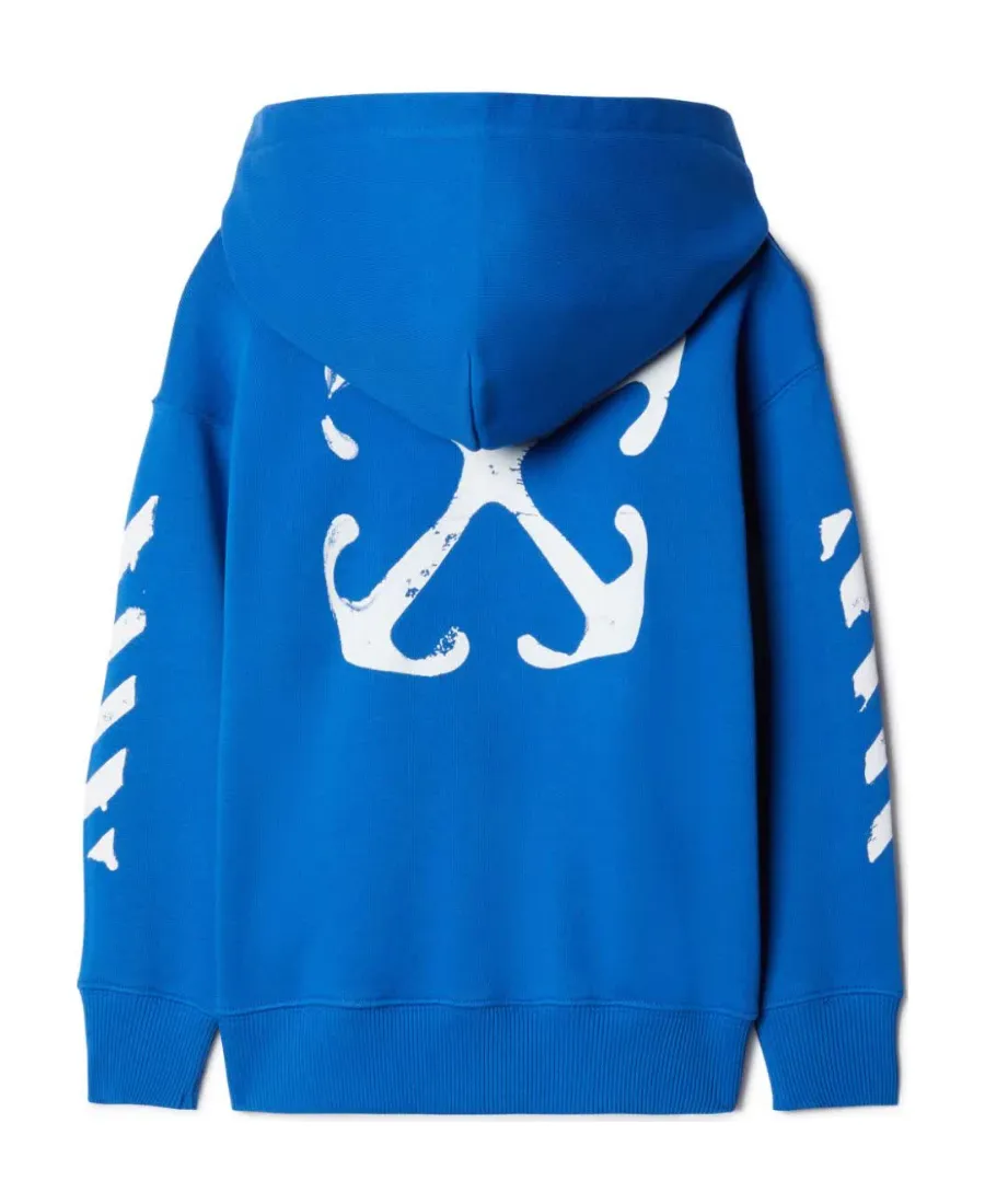 Off-White Kids Paint Graphic Printed Zipped Hoodie