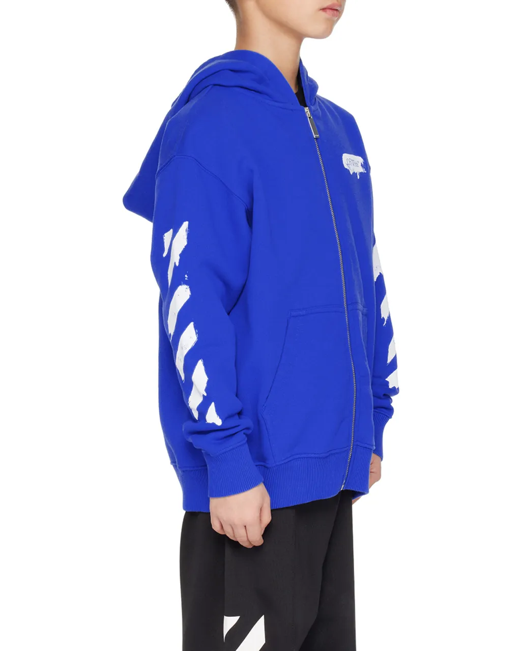 Off-White Kids Paint Graphic Printed Zipped Hoodie