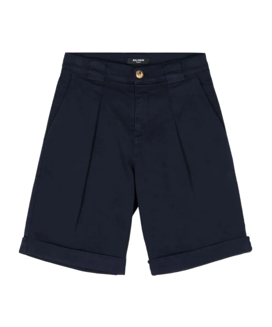 Inverted-Pleat Twill Shorts