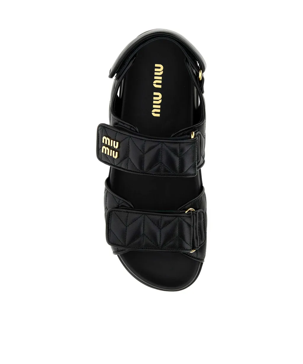 Miu Miu Logo-Lettering Quilted Sandals