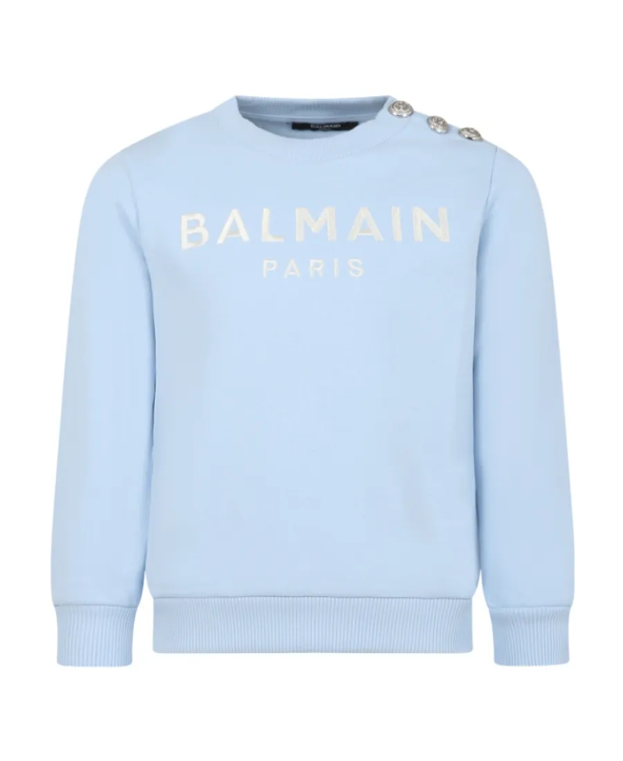 Balmain Kids Logo Embroidered Crewneck Sweatshirt