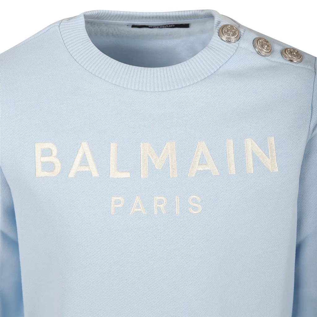 Balmain Kids Logo Embroidered Crewneck Sweatshirt