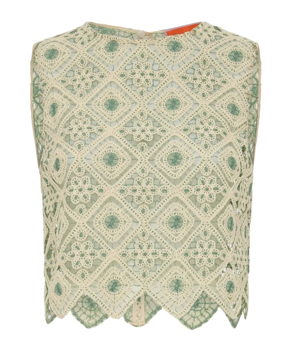 Aria Macramé Cropped Blouse