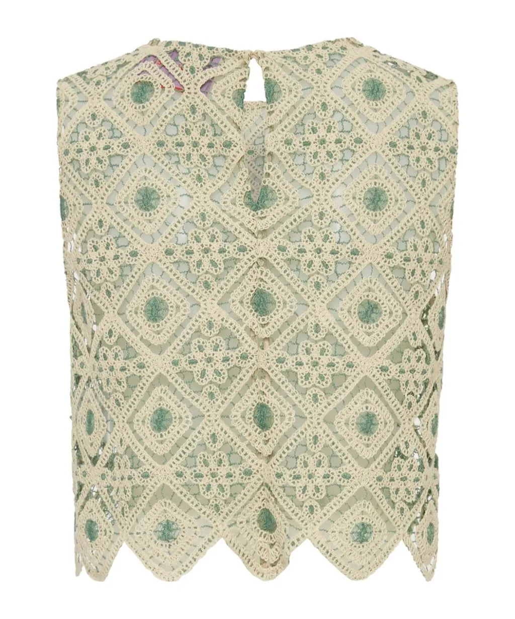 Aria Macramé Cropped Blouse