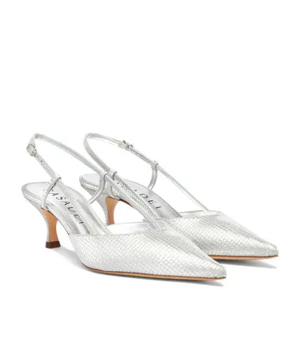 Casadei Scarlet Diadema Metallic Slingback Pumps