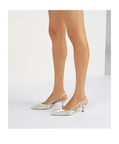 Casadei Scarlet Diadema Metallic Slingback Pumps