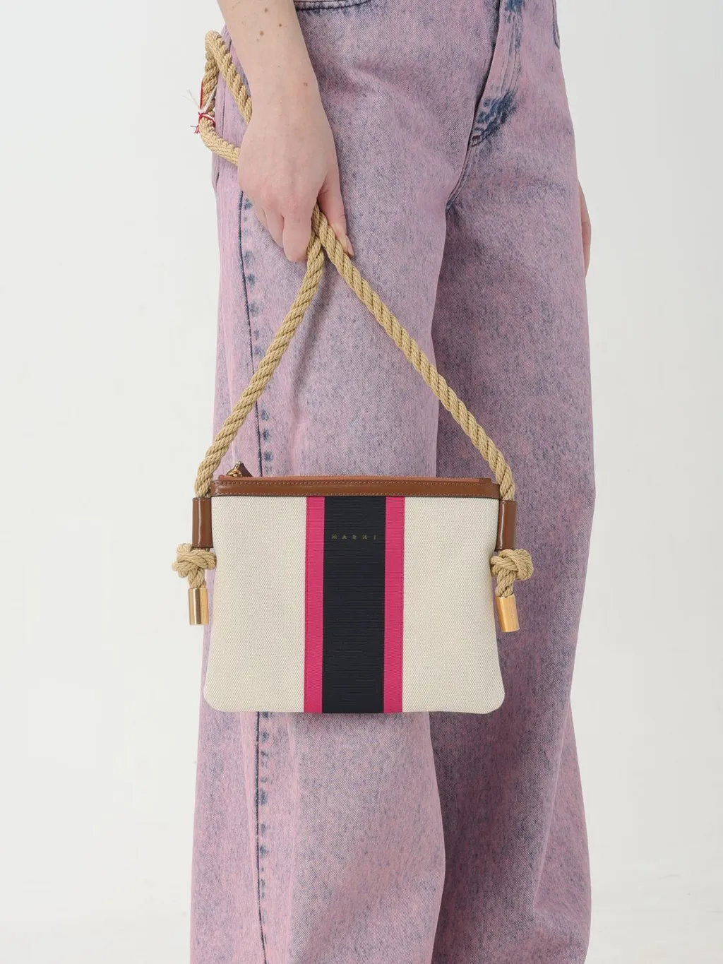Striped Canvas Crossbody Bag