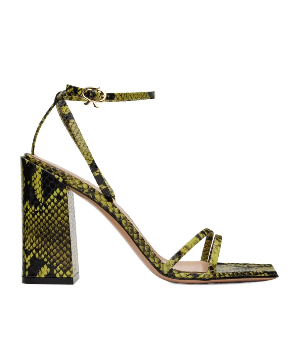 Snake Embossed High-Heeled Sandals