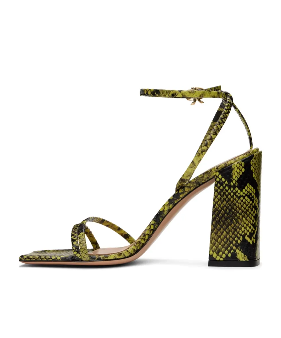 Snake Embossed High-Heeled Sandals