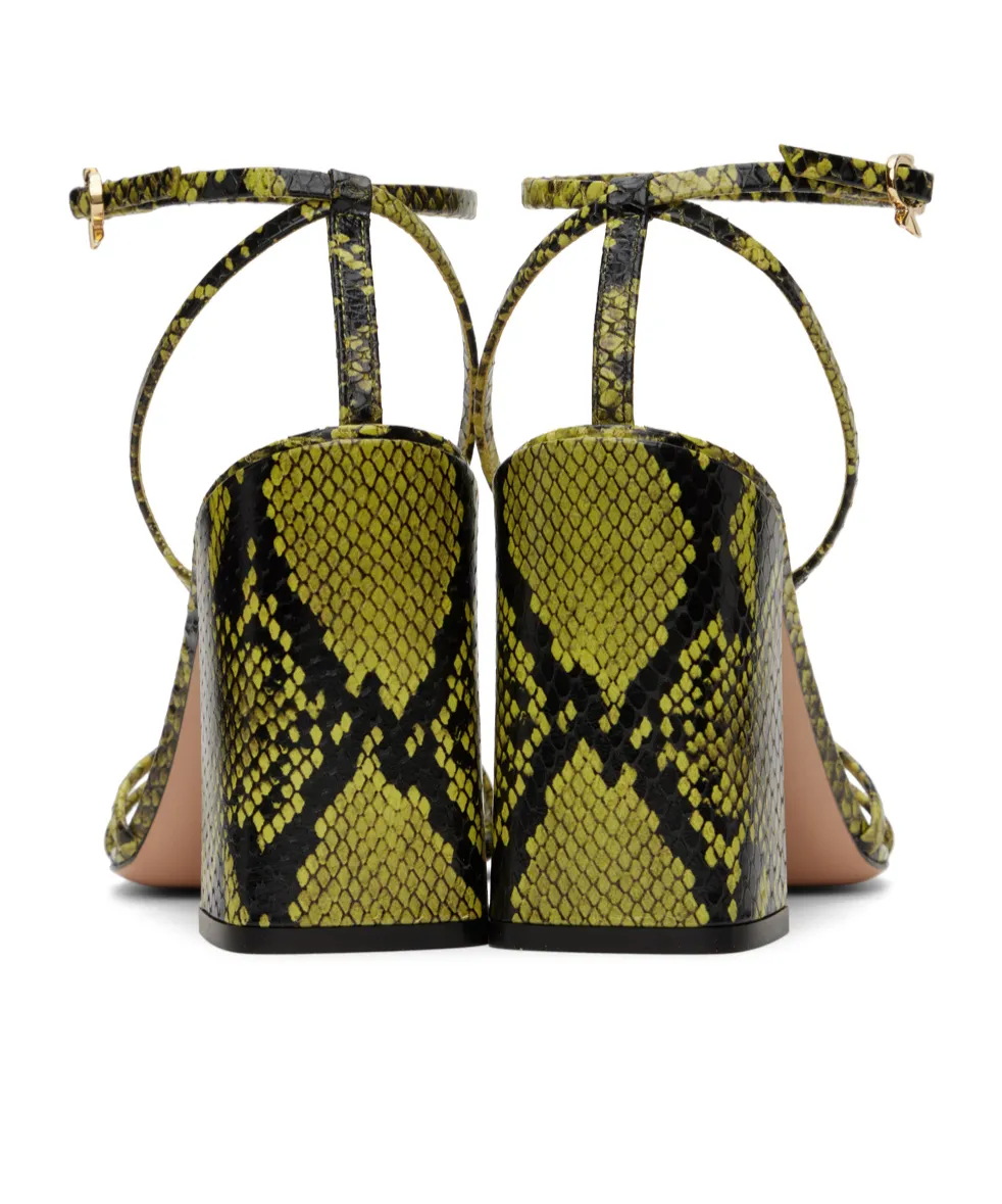 Snake Embossed High-Heeled Sandals