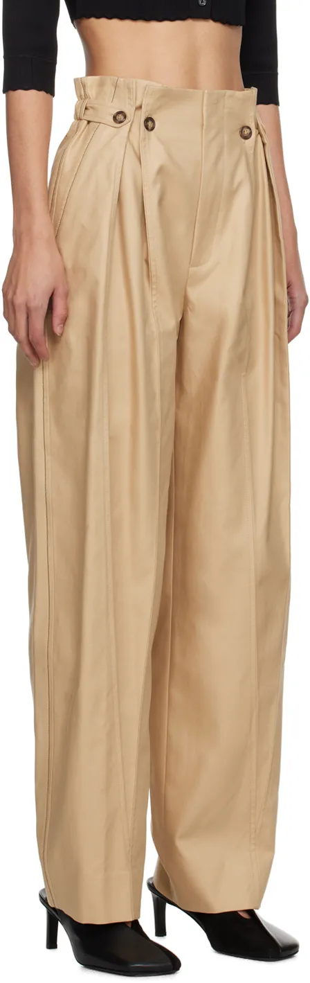 Victoria Beckham Fluid Pleated Wide-Leg Trousers