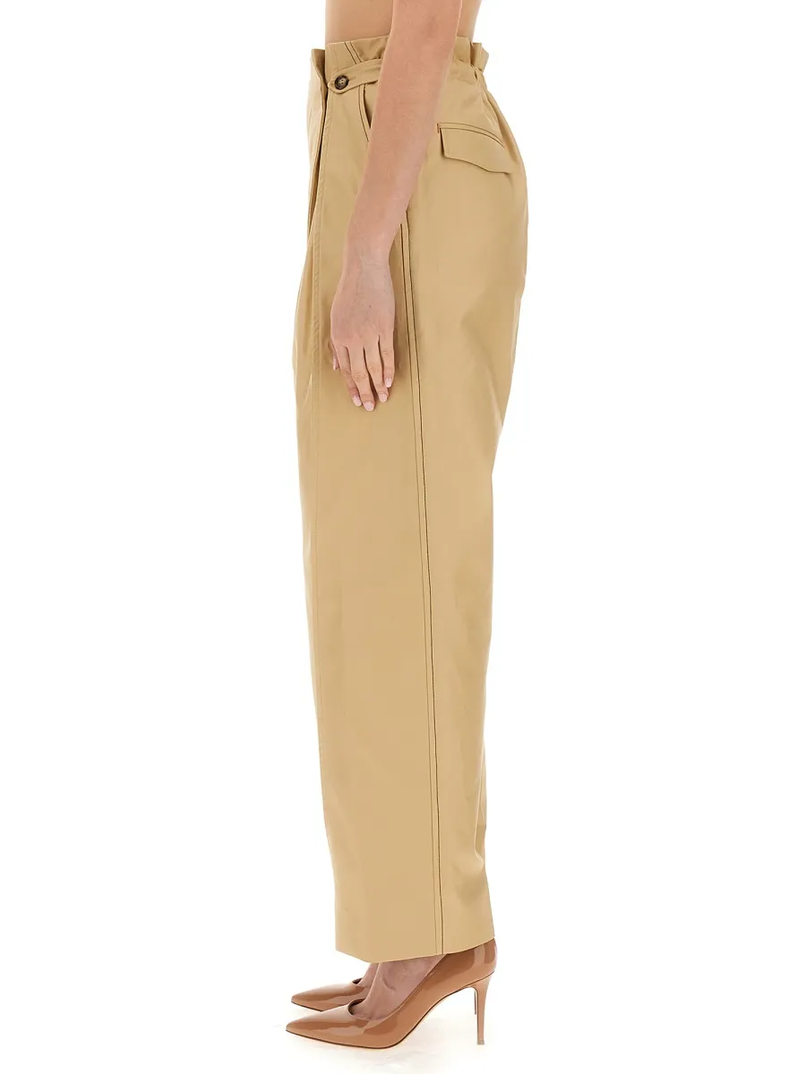 Victoria Beckham Fluid Pleated Wide-Leg Trousers