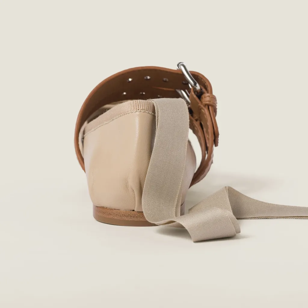 Nappa And Calf Leather Ballerinas