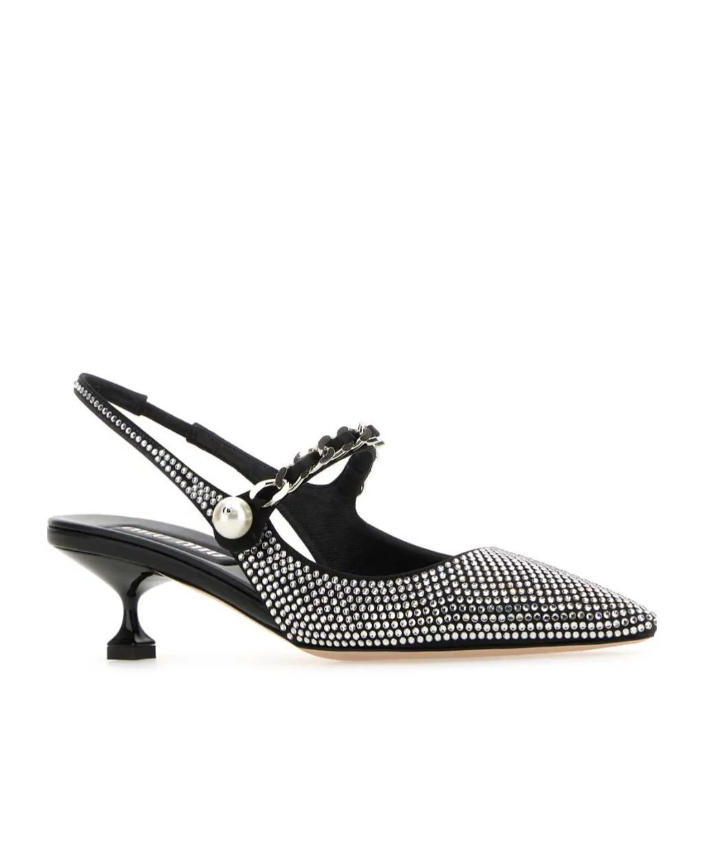 Miu Miu Embellished Pointed Toe Pumps
