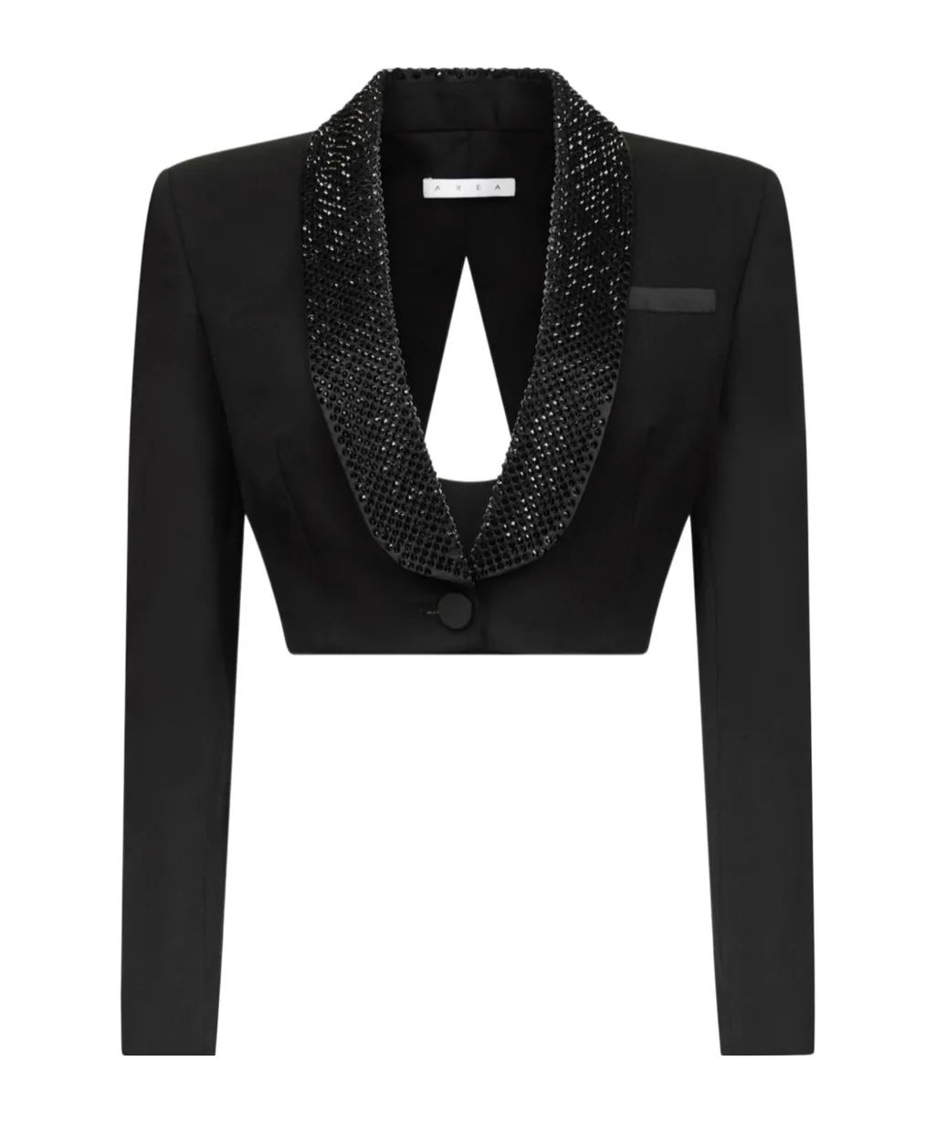 Crystal-Embellished Cropped Blazer
