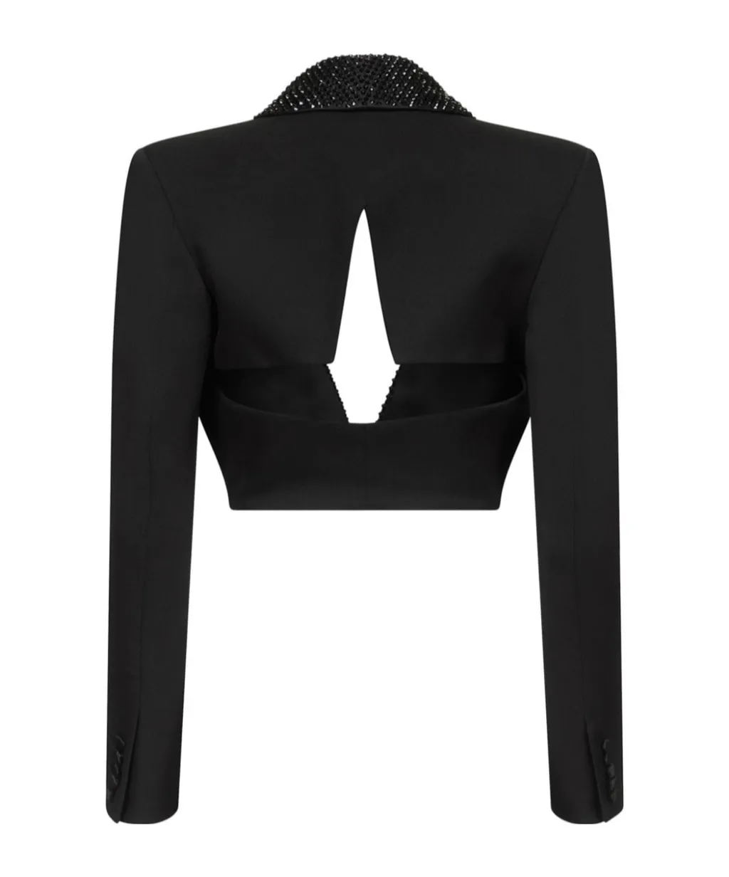Crystal-Embellished Cropped Blazer