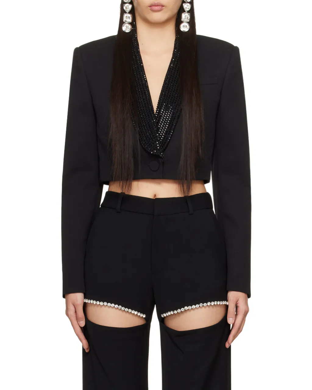 Crystal-Embellished Cropped Blazer
