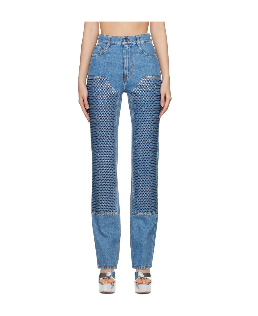Crystal-Embellished Straight-Leg Jeans