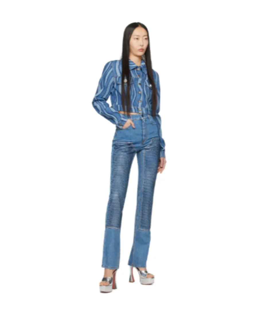 Crystal-Embellished Straight-Leg Jeans