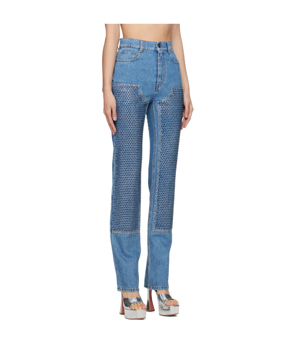 Crystal-Embellished Straight-Leg Jeans
