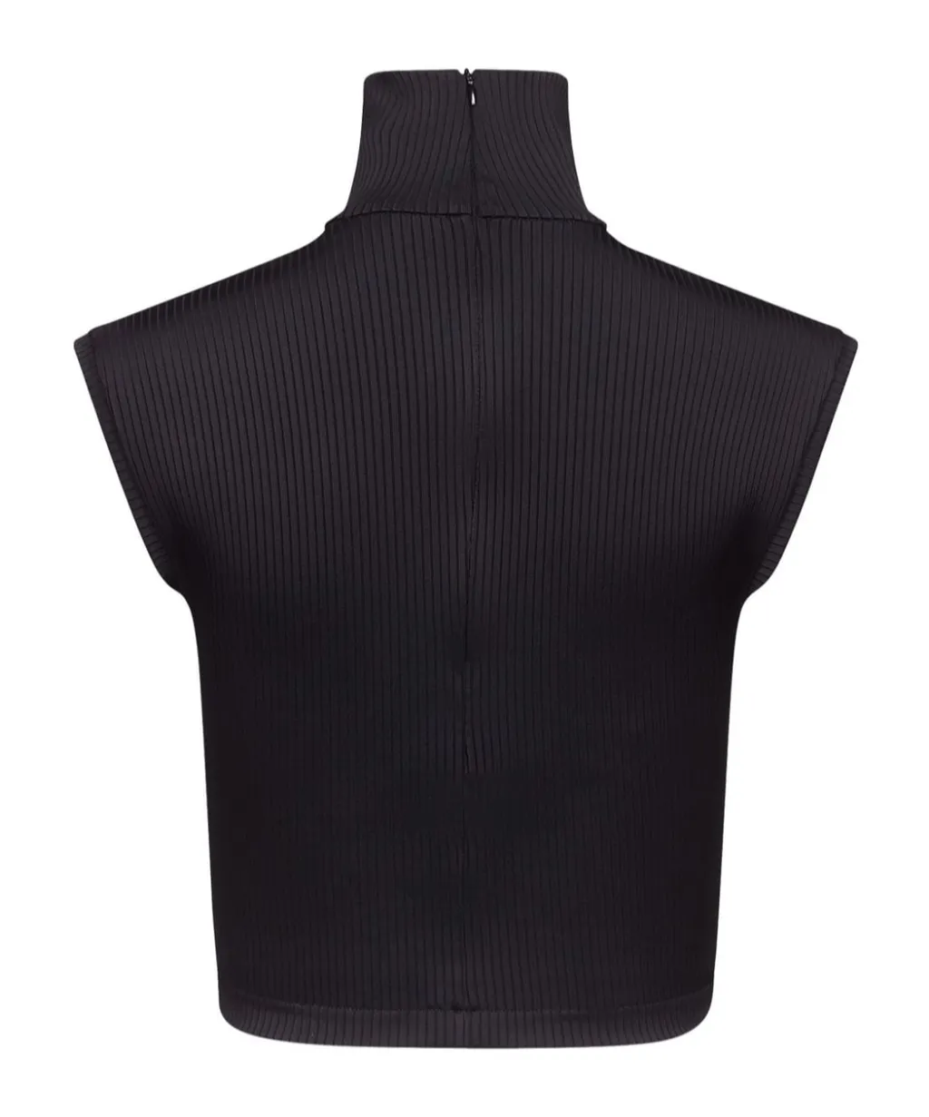 Star-Stud Rib-Knit Crop Top