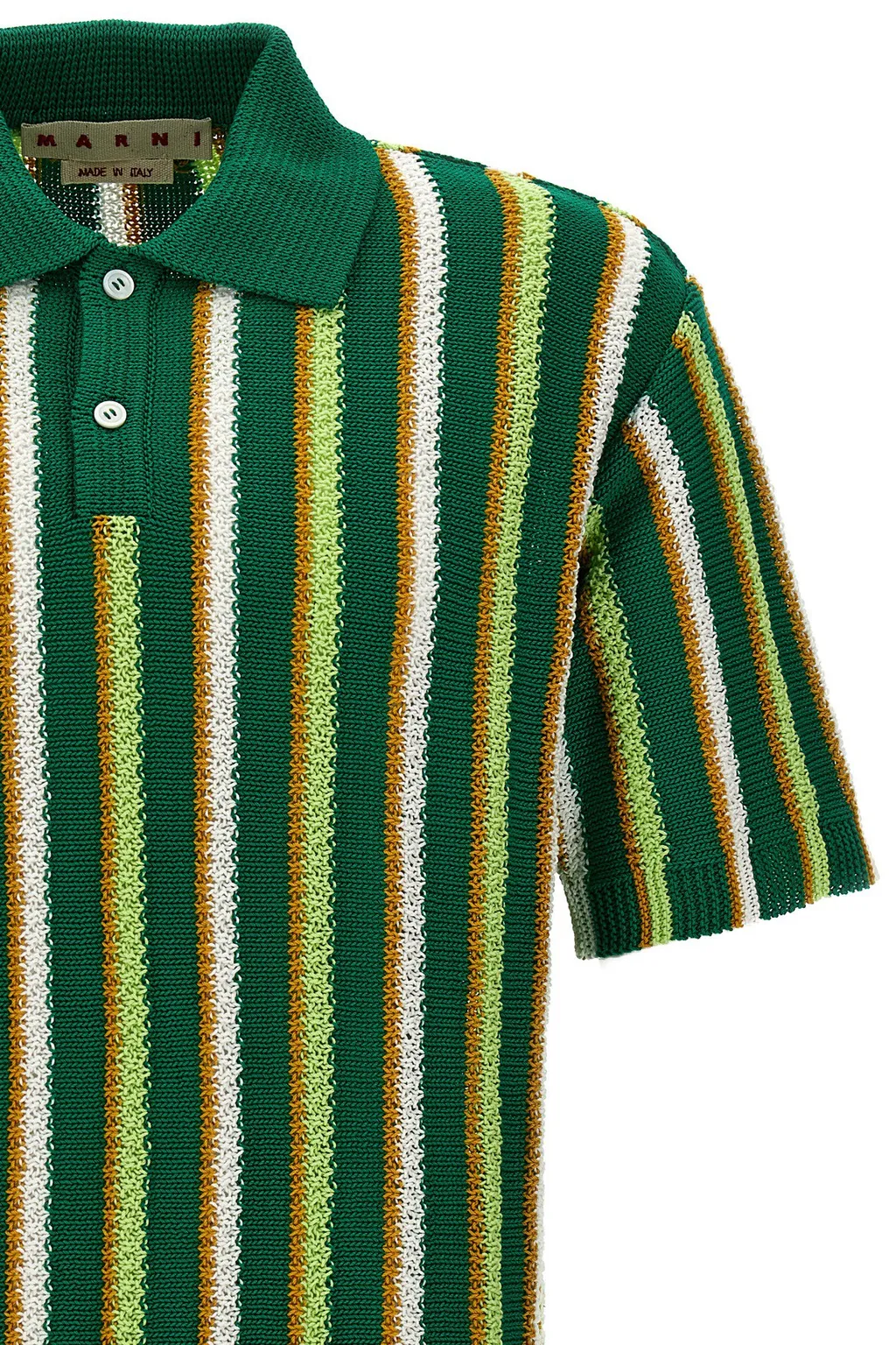 Marni Striped Crocheted Polo Shirt