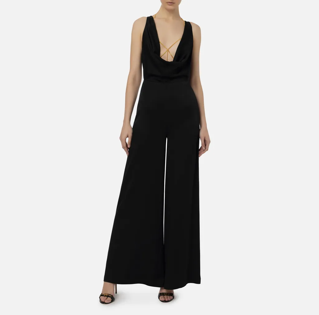 Elisabetta Franchi Cowl Neck Body-Chain Jumpsuit