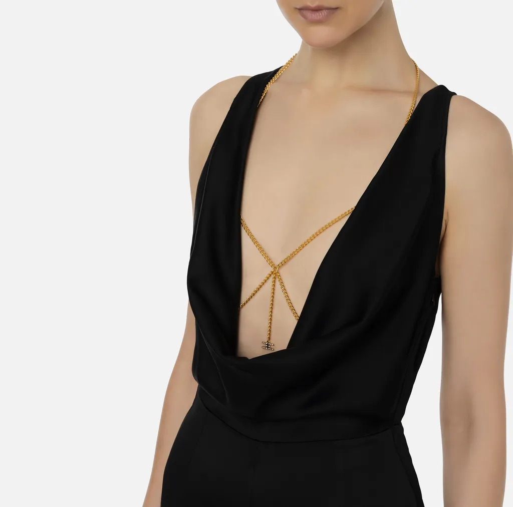 Elisabetta Franchi Cowl Neck Body-Chain Jumpsuit