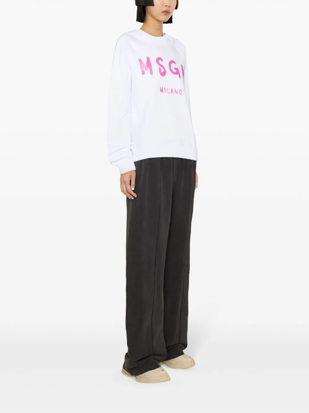 Msgm Logo-Printed Crewneck Sweatshirt