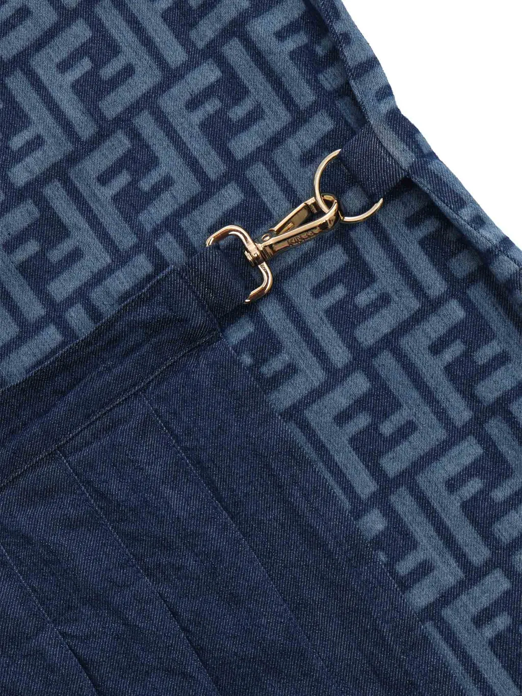 Fendi Kids Layered Monogram Pleated Denim Dress