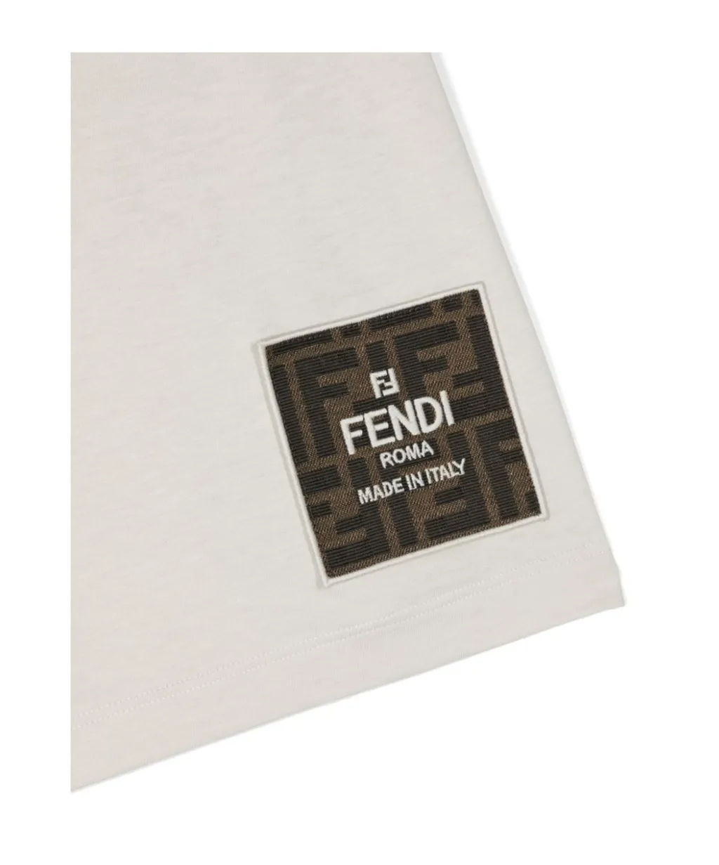 Fendi Kids Logo Embroidered Crewneck T-Shirt
