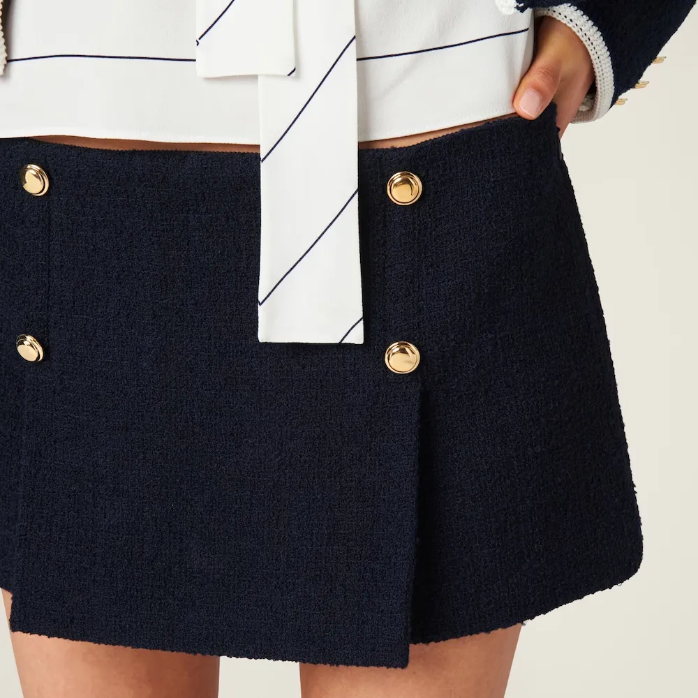 Miu Miu Pleated Blend Mini Skirt