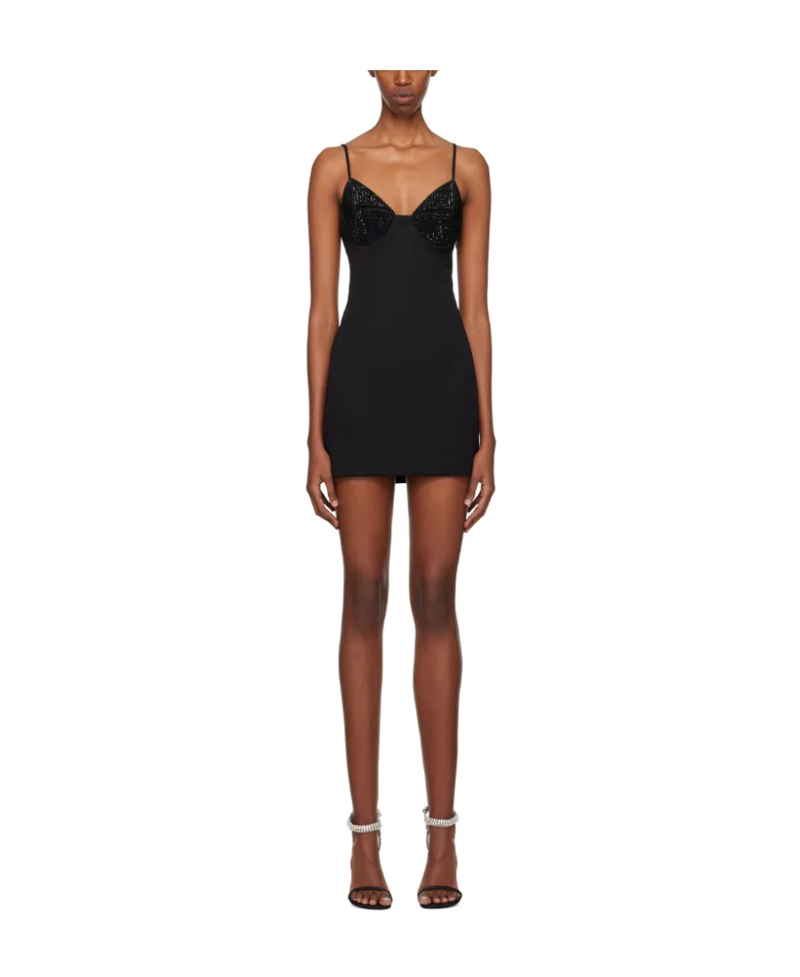 Crystal-Embellished V-Neck Minidress