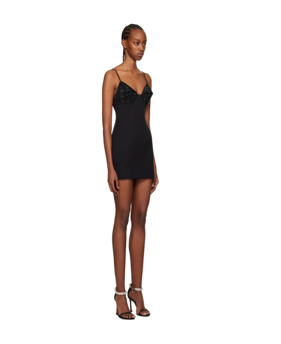 Crystal-Embellished V-Neck Minidress
