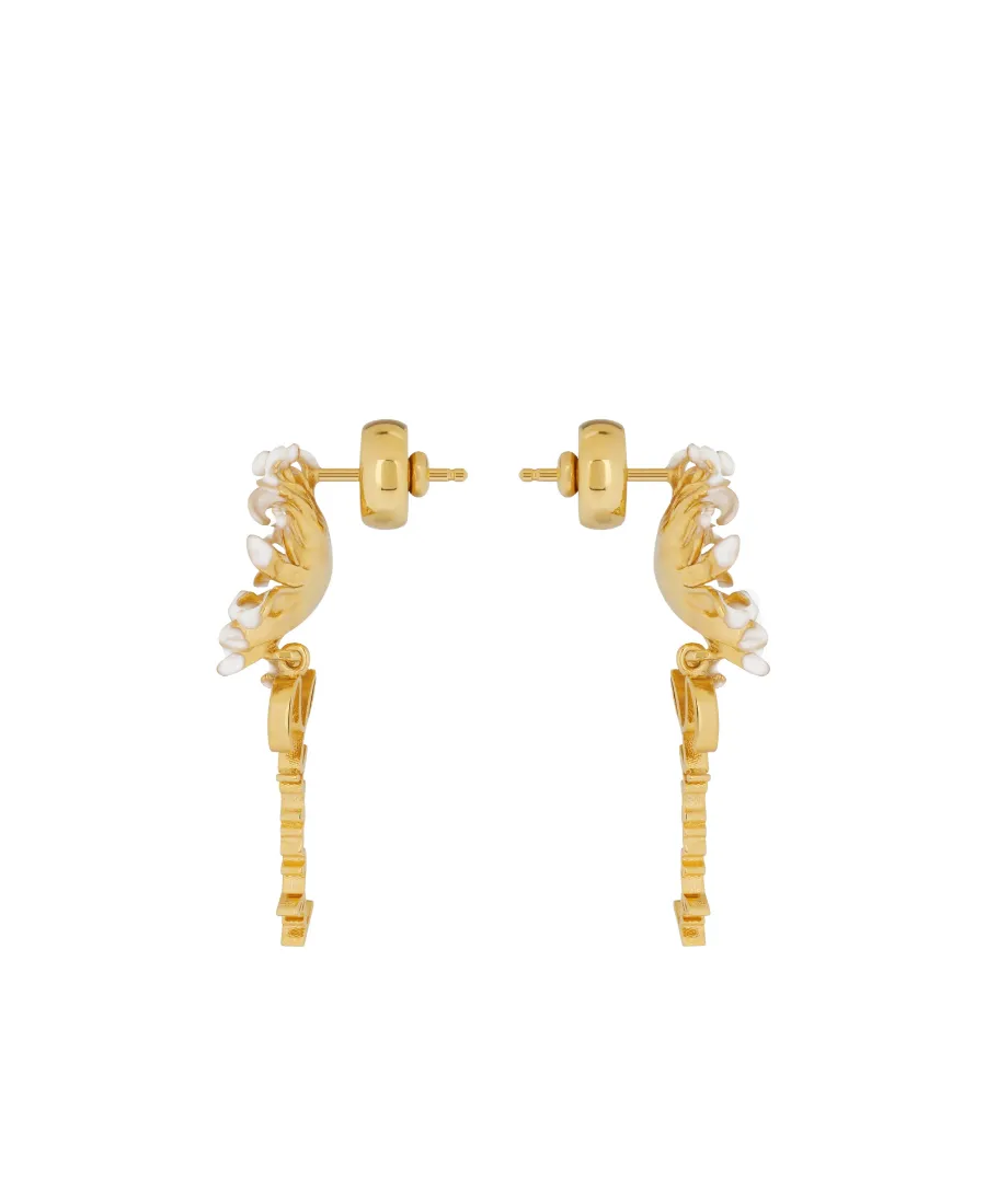 Daisy Earrings In Metal And Enamel With Crystal
