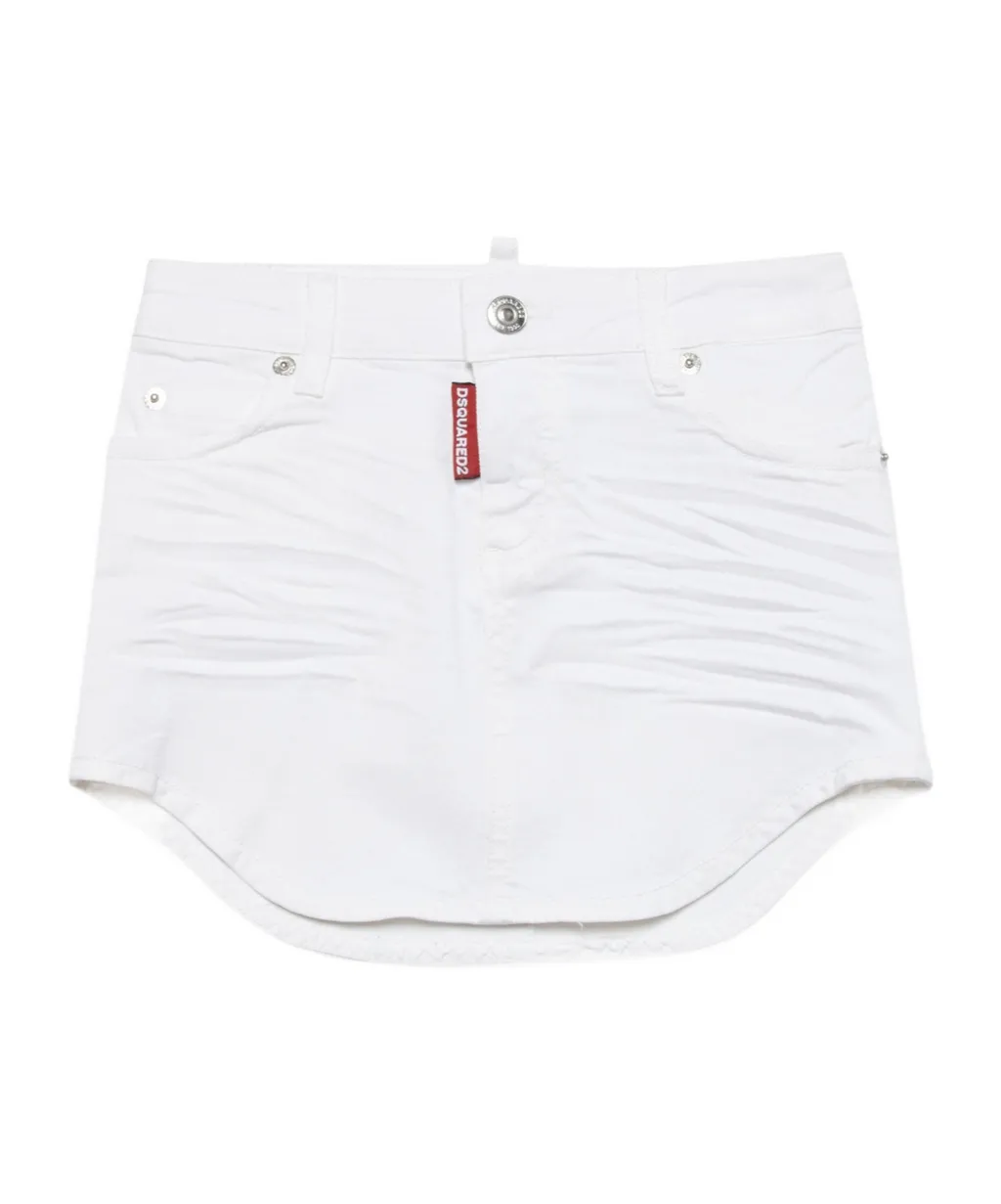Dsquared2 Kids Logo Printed Button Detailed Denim Skirt