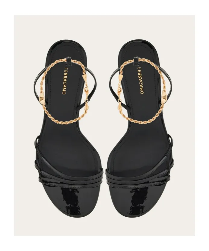 Salvatore Ferragamo Cable-Link Chain Open-Toe Sandals