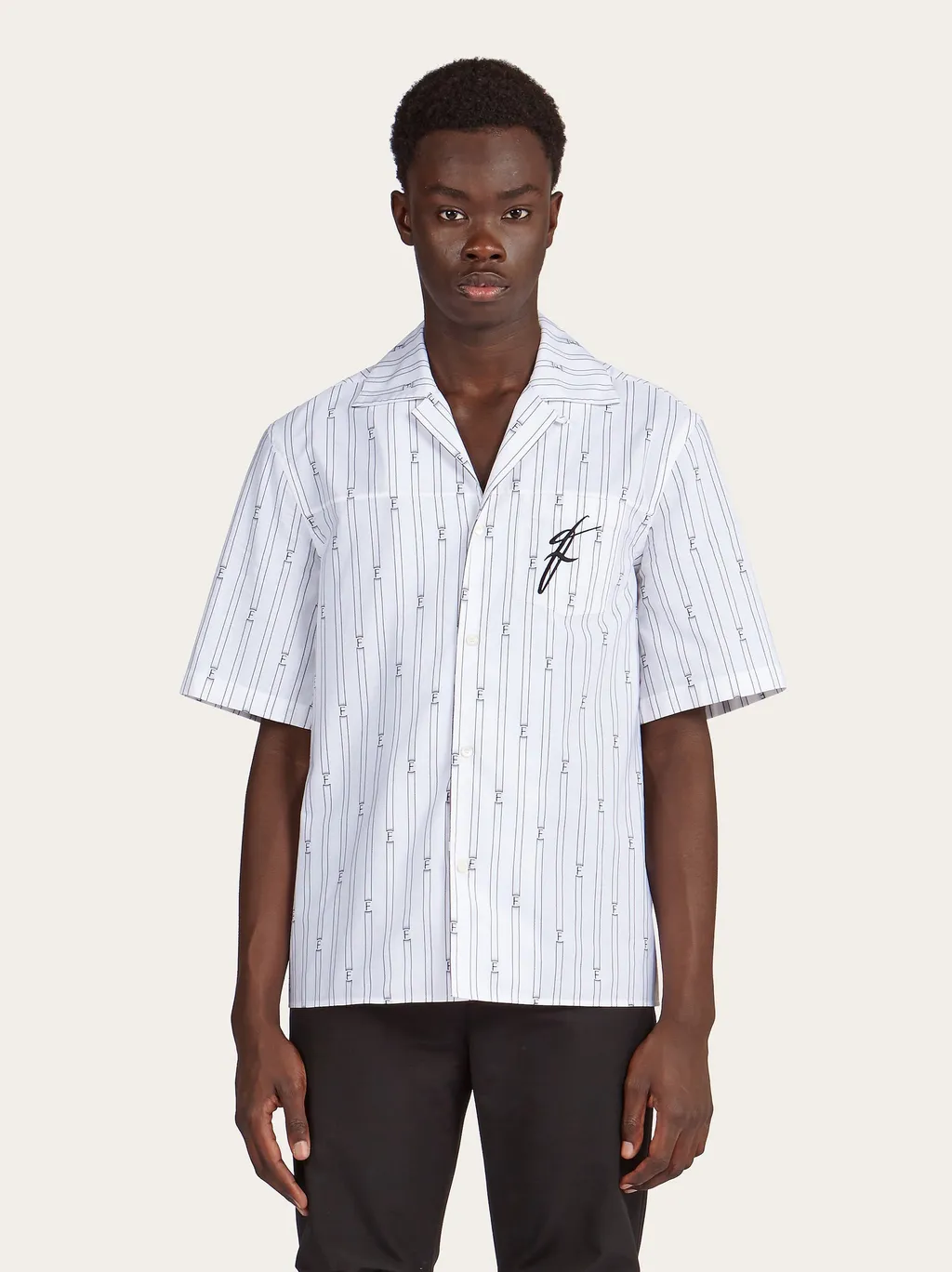 Salvatore Ferragamo Bowling Collar Short Sleeved Shirt