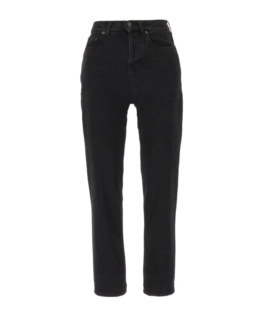 Saint Laurent Logo Patch Straight Leg Jeans