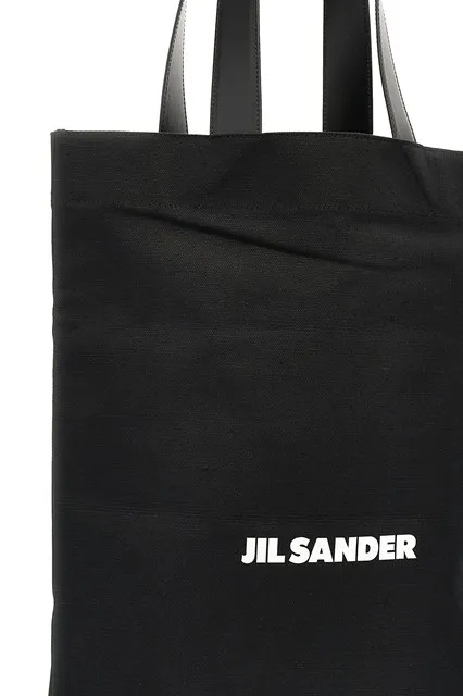 Jil Sander Logo-Print Large Open Top Tote Bag