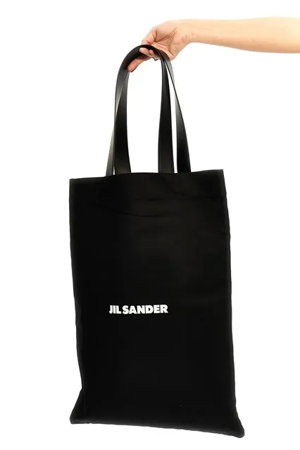 Jil Sander Logo-Print Large Open Top Tote Bag