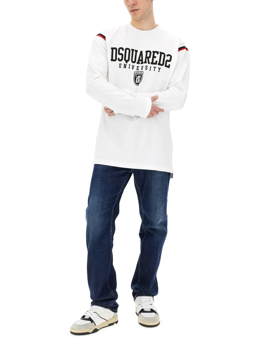 Stripe-Detail Long-Sleeve T-Shirt