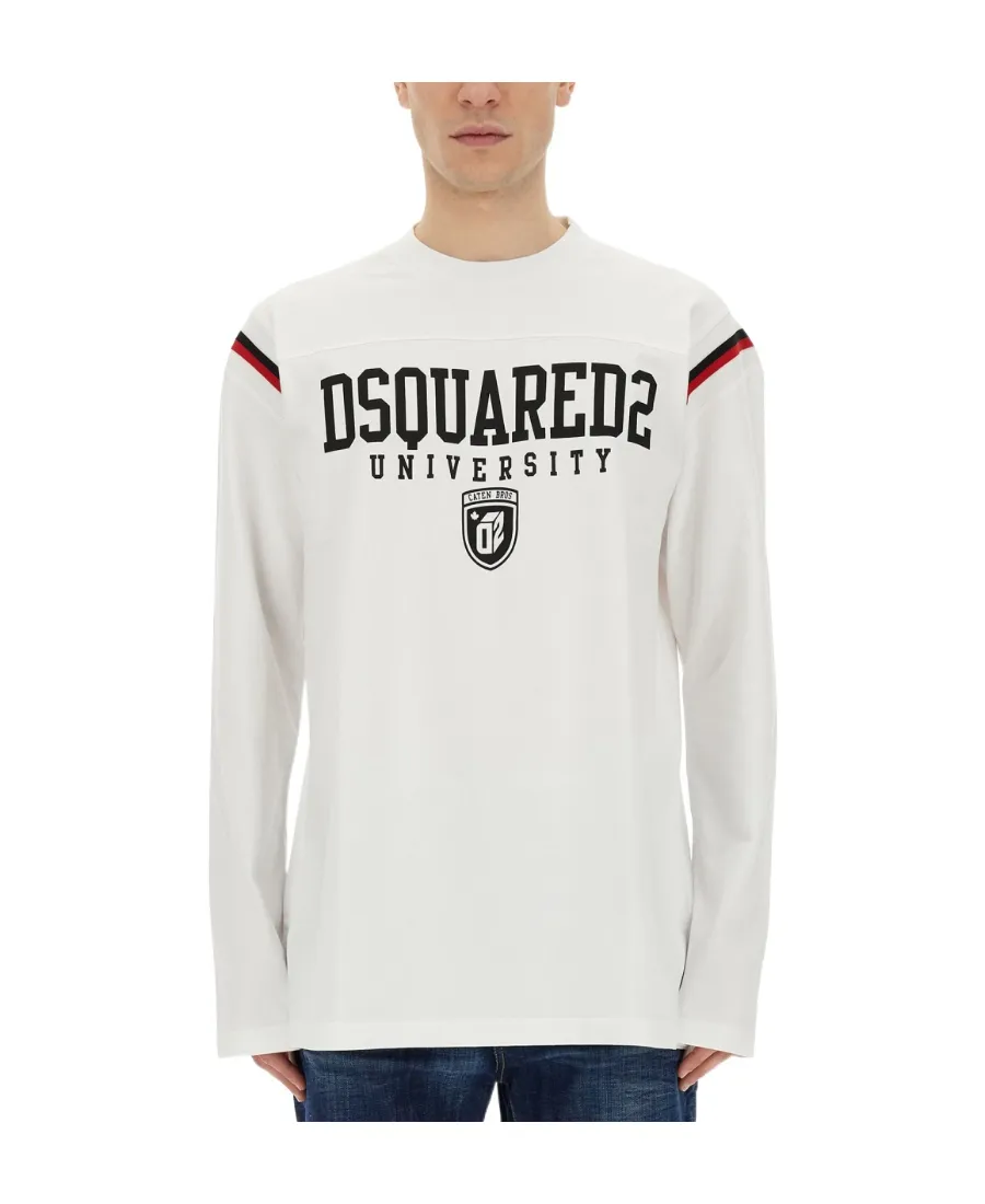 Stripe-Detail Long-Sleeve T-Shirt