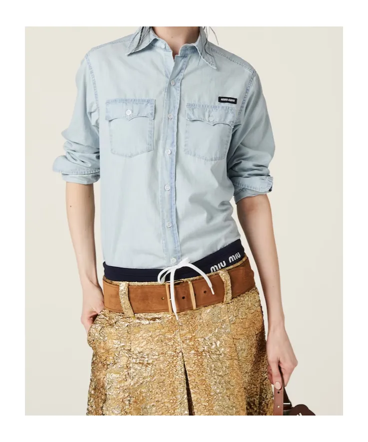 Miu Miu Logo-Appliqué Button-Up Shirt