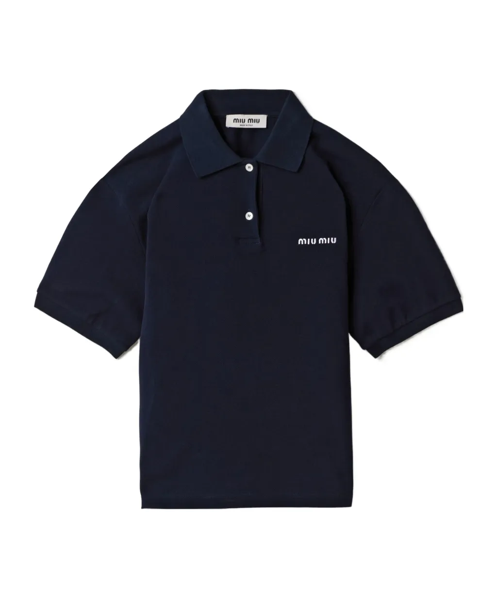 Miu Miu Logo-Embroidered Short-Sleeved Polo Shirt